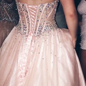 Blush Strapless Beaded Aline Gown 